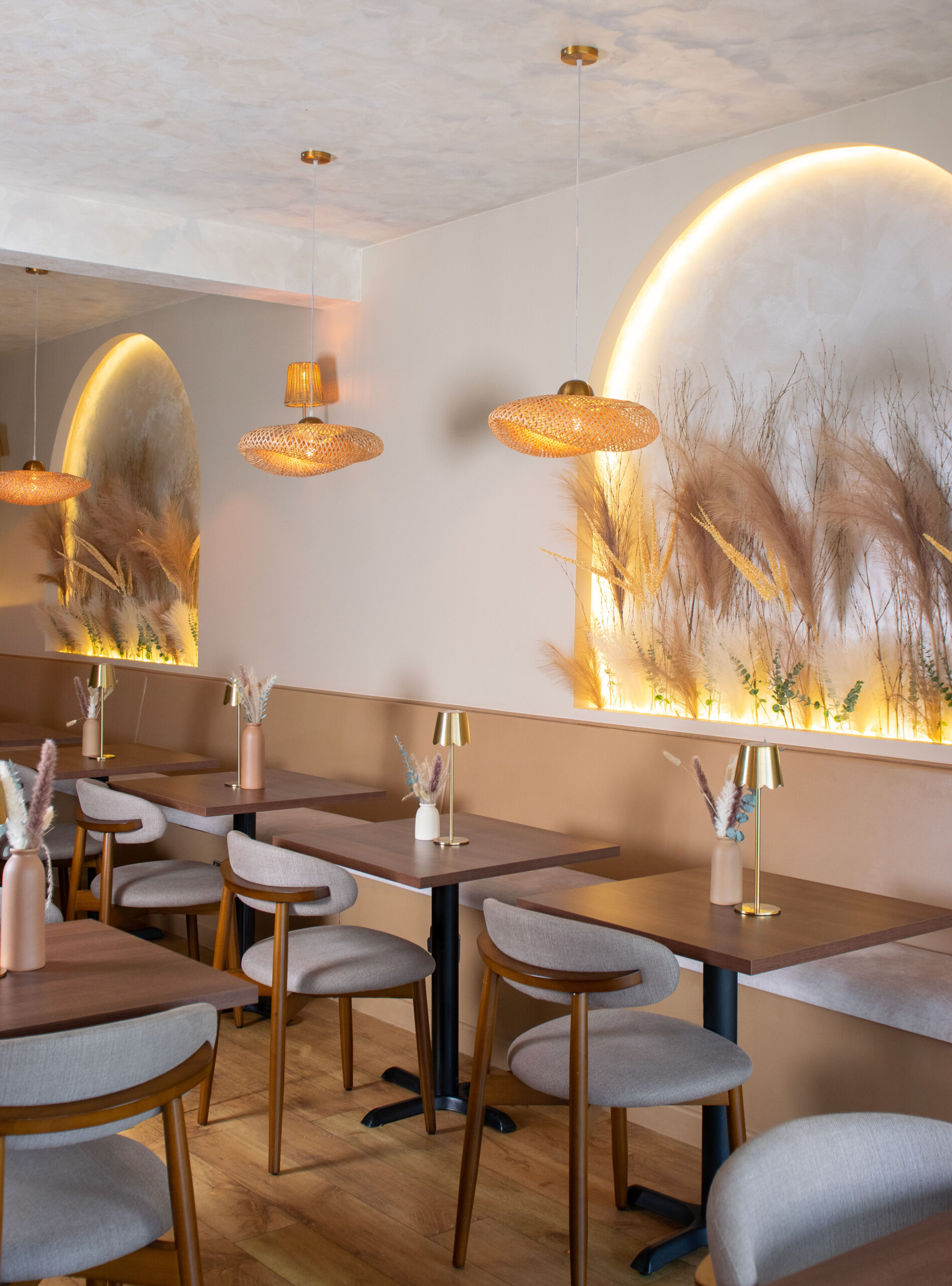 Warm interior of Dhöm Bistro