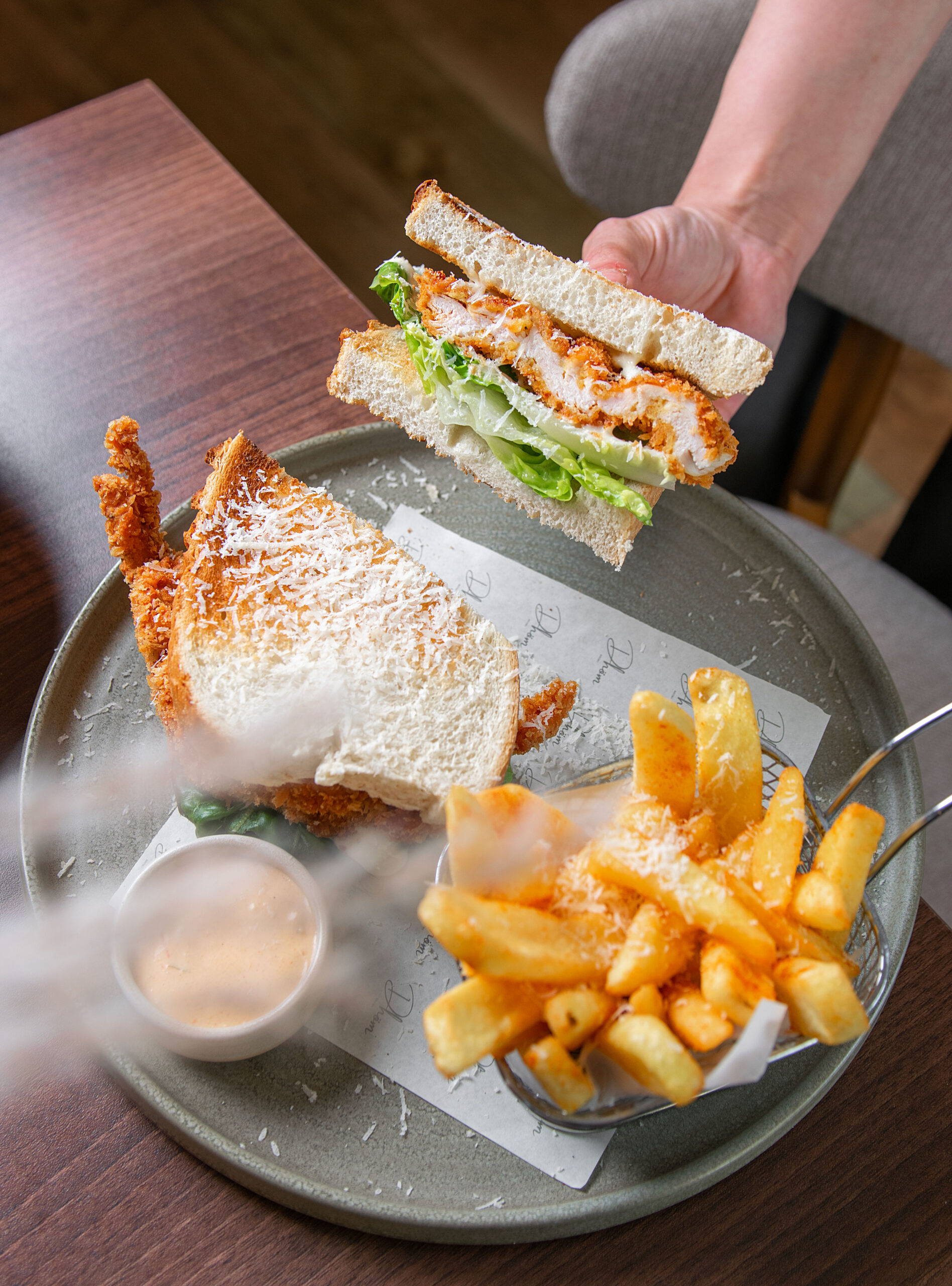 Escalope Caesar sandwich at Dhöm Bistro